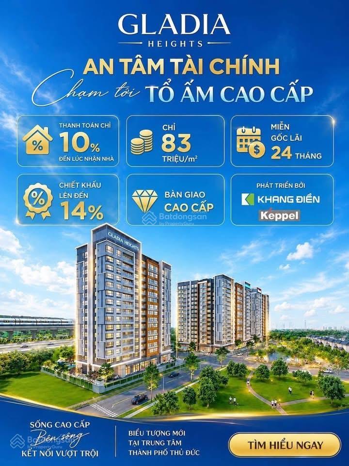 Ưu đãi đặc biệt gladia heights chiết khấu đến 12%, vay 75%, lãi suất 0%