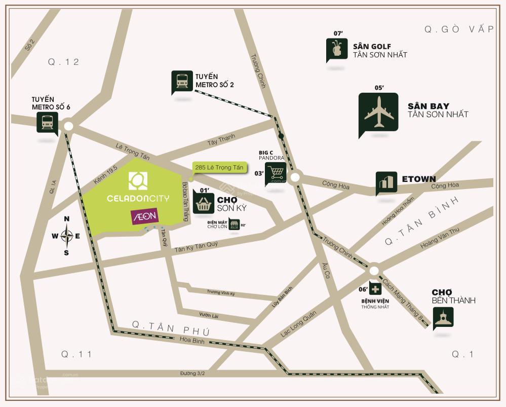 Cho thuê căn 3pn 121m2  19tr/th khu mới và cao cấp celadon city, view đẹp, nhà mới + 1 chỗ xe hơi