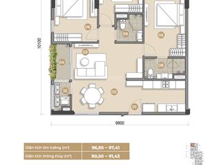 Căn hộ 3pn 97m2 trellia cove mizuki  giá gốc chủ đầu tư, thanh toán 0.5%/tháng, chiết khấu 15.5%