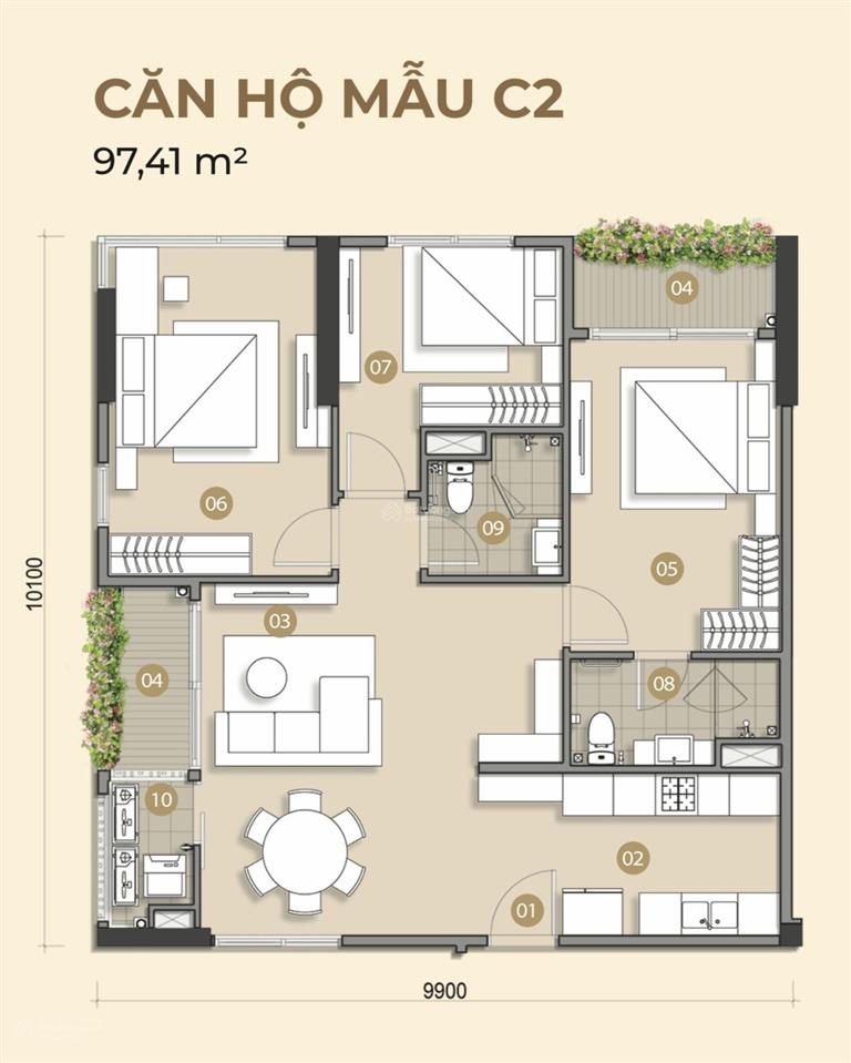 Căn góc 3pn 2 view sông và kênh đào 97m2, tầng đẹp  chỉ 7.039 tỷ thanh toán 1% mỗi tháng nhẹ nhàng