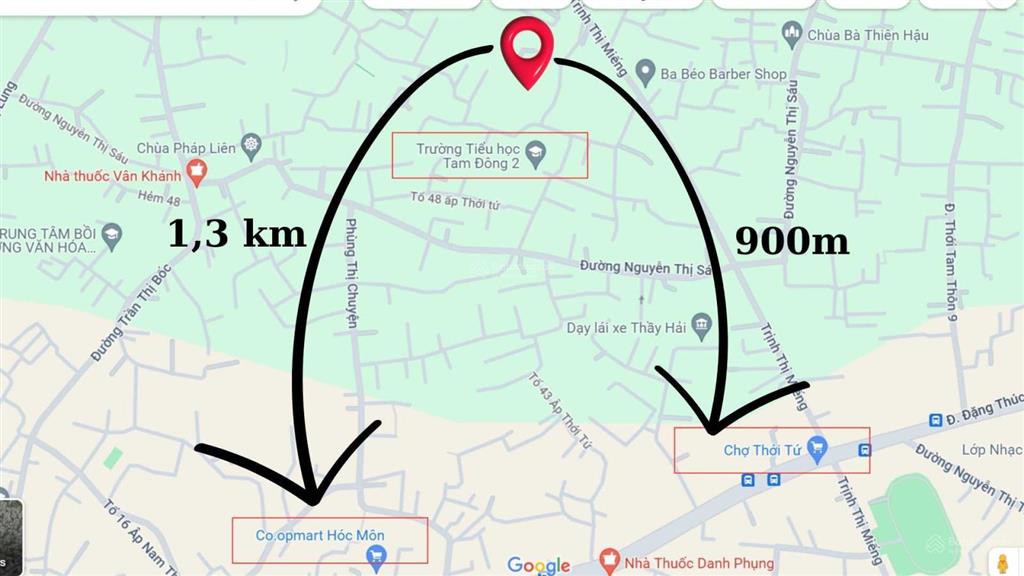 (chính chủ) bán nhà vườn hóc môn 1.300m2 (300m2 thổ cư)  13 triệu/m2