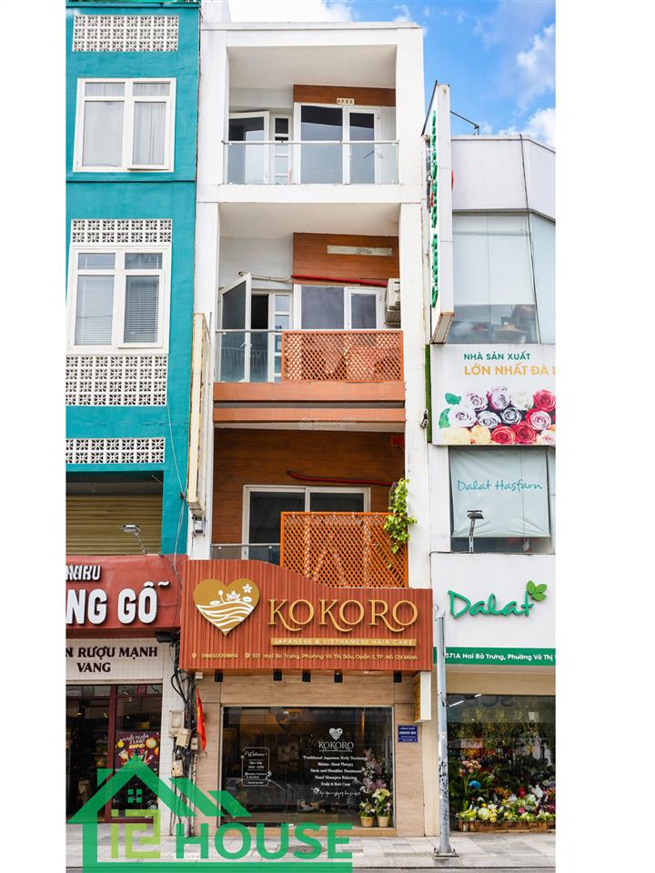 Cho thuê nhà mt 372 hai bà trưng, p.võ thị sáu, q3 dt 3.8x22m nở hậu 4.3m trệt 3 lầu st giá 79tr