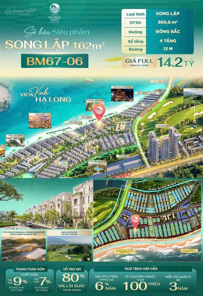 Biệt thự song lập vinhomes hạ long diện tích 162m giá bán chỉ từ 12 tỷ