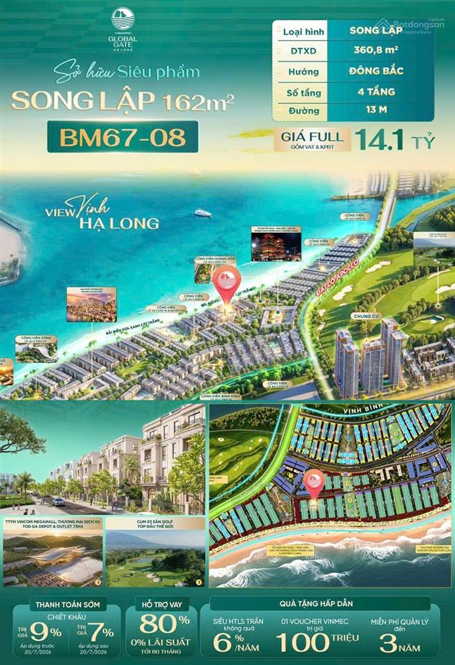 Biệt thự song lập vinhomes hạ long diện tích 162m giá bán chỉ từ 12 tỷ