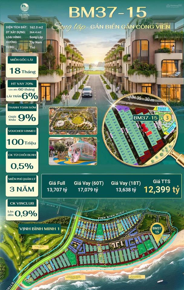 Bm3715 | song lập gần biển gần công viên đẹp nhất vịnh bình minh 1