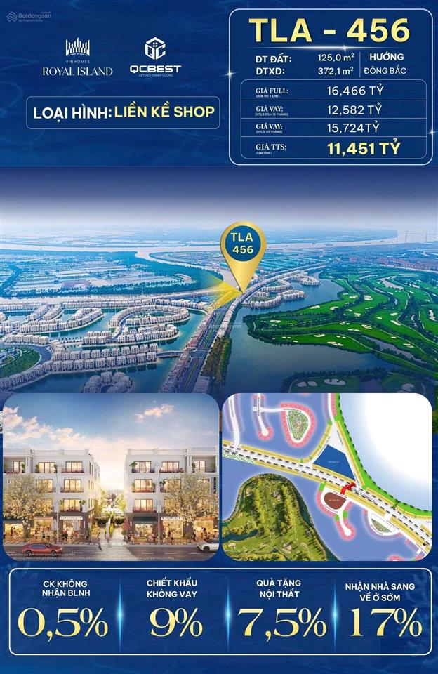 Liền kề shop tla456 trục chính đảo vũ yên diện tích 125m xây 4 tầng  giá tts chỉ 11,451 t