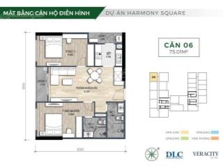 Bán ch harmony square nguyễn tuân 76m² 2n2vs giá 6.7 tỷ nội thất cđt