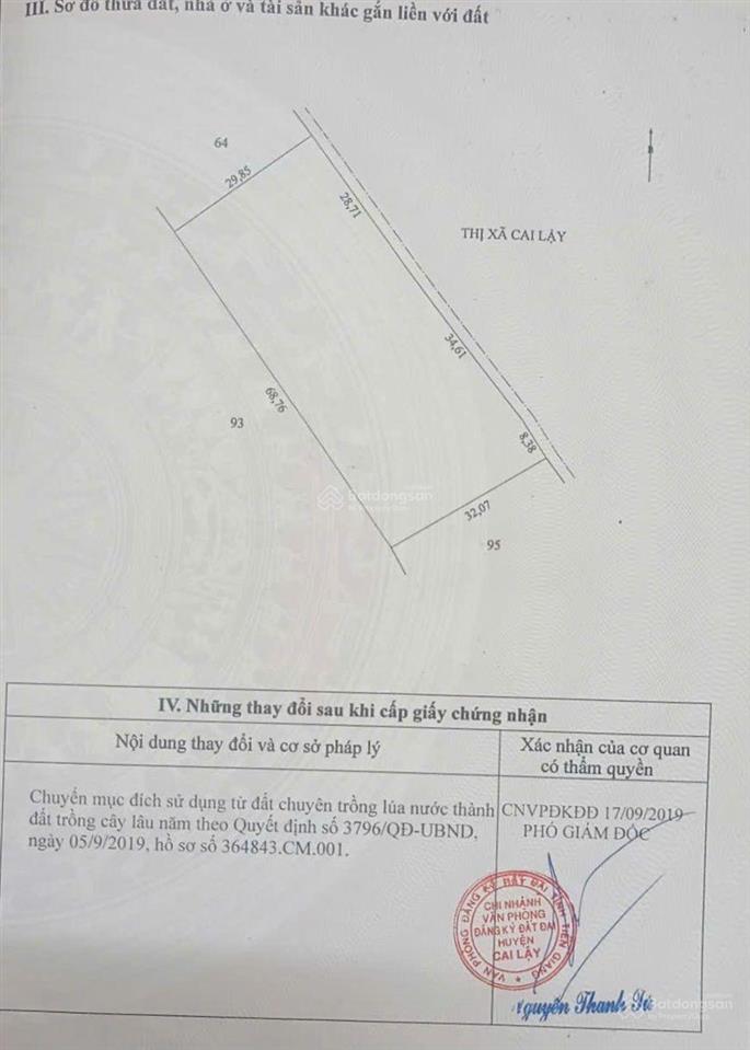 Bán vườn sầu riêng monthong, dt 2.177,5m (2.2 công) ấp 1 cẩm sơn, cai lậy, giá 1 tỷ 300tr