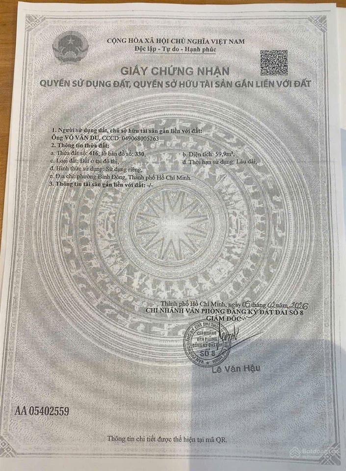 Bán đất thổ cư mt đường 3158c phạm thế hiển, p7, q8, đã có sổ hồng riêng, xây dựng ngay, xây tự do