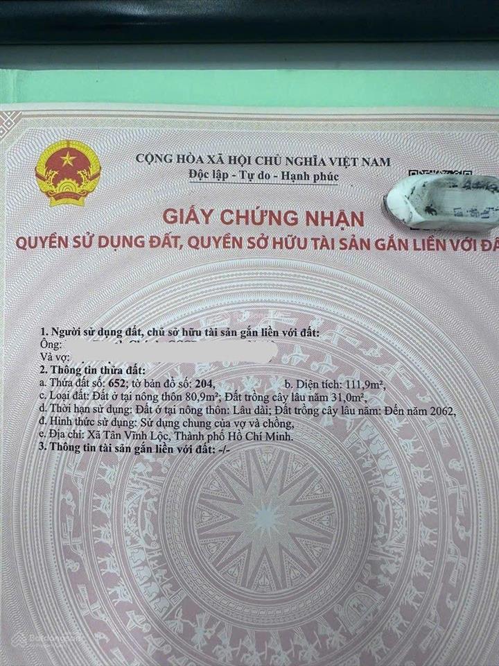 Bán đất kdc an hạ, xã phạm văn hai, bình chánh, dt 5x22 có 80m thổ cư giá 2.2 tỷ