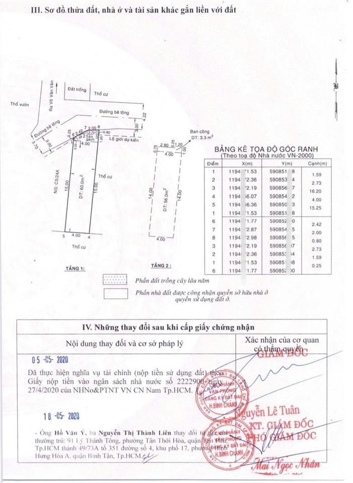 Nhà 1/liên khu 4  5, dtsd 119m2, dt đất 5x16.5m công nhận (64.2m2 đất odt) giá 4.2 tỷ