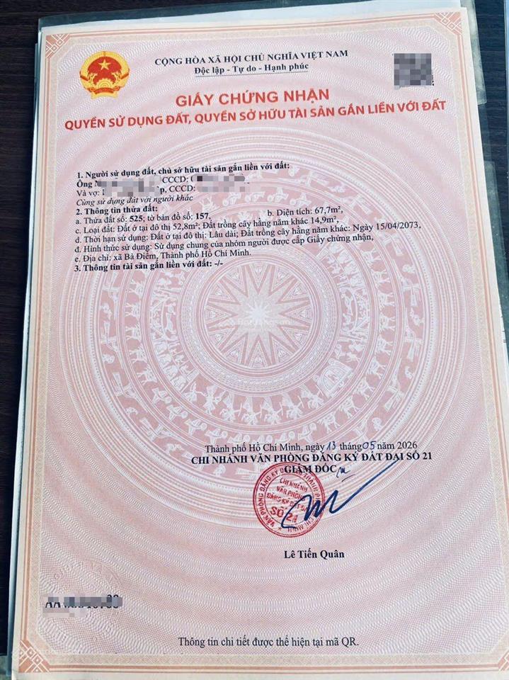 Bán đất mt đường nhựa 10m, xuân thới thượng 17, gần chợ xuân thới thượng, hóc môn, dt 5x13.5m