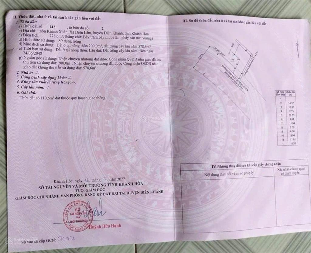 Lô 3 mặt tiền siêu đẹp tl8 diên lâm  diên khánh  khánh hoà bán nhanh giá tốt