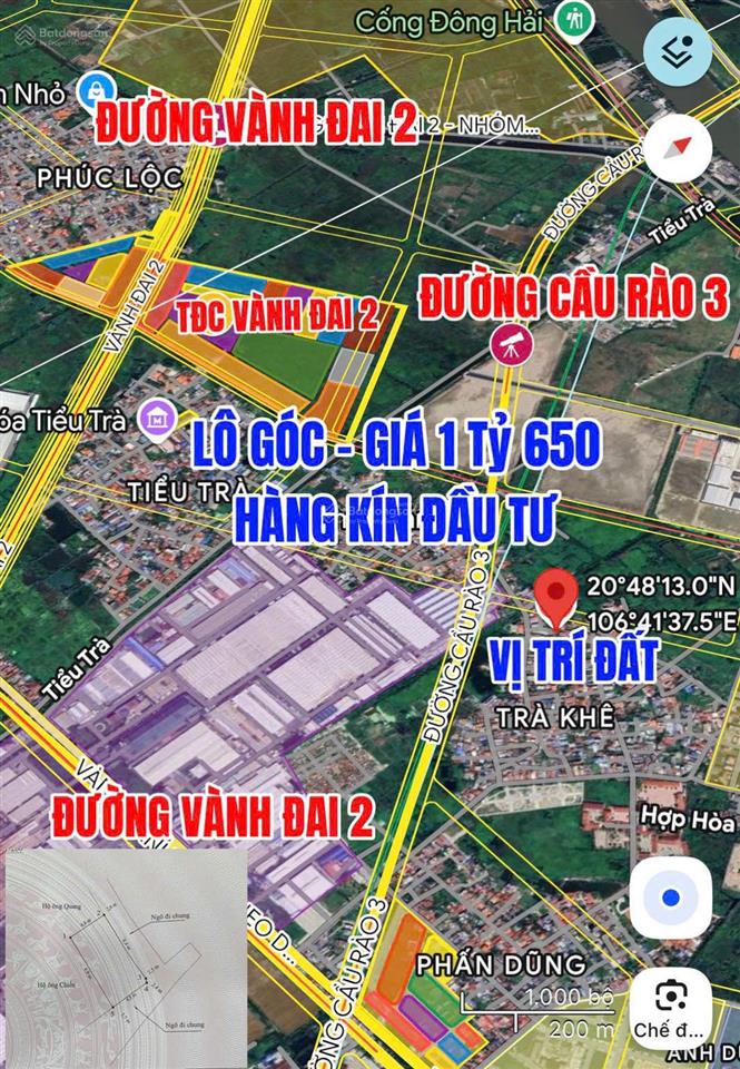 Bán đất tại trà khê, 1,65 tỷ, 43m2, giá tốt, mặt tiền 4.8m