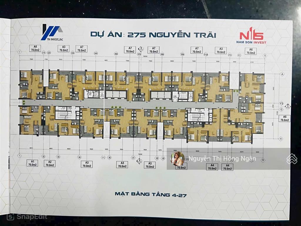 Bán căn hộ thương mại 275 nguyễn trãi giá 60tr . dt 70m