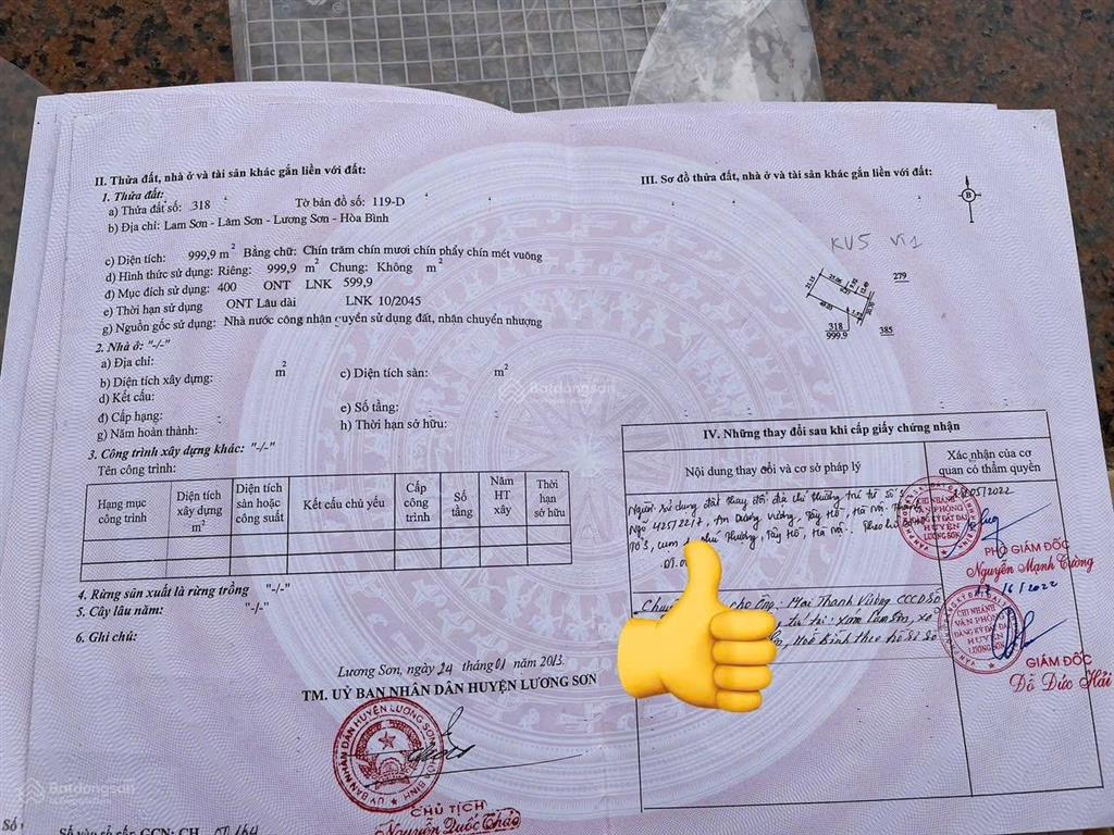 Bán gấp lô đất đẹp 999,9m có 400m đất ở nằm trong khu vực vip nhất về phong thuỷ và sinh thái