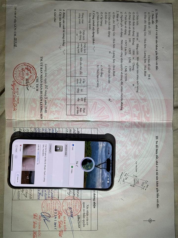 Cần bán lô đất 1800m view đẹp tại hoà sơn lương sơn hoà bình