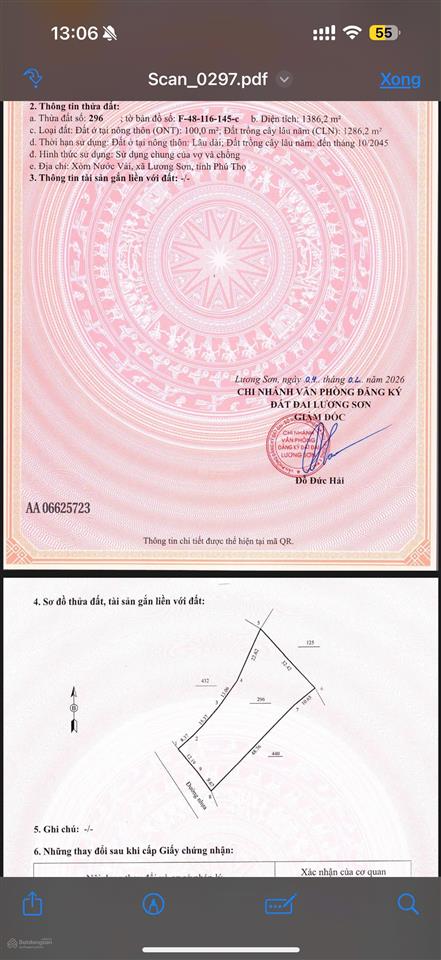 Cần bán lô đất 1386m tại tân vinh lương sơn hoà bình giá rẻ