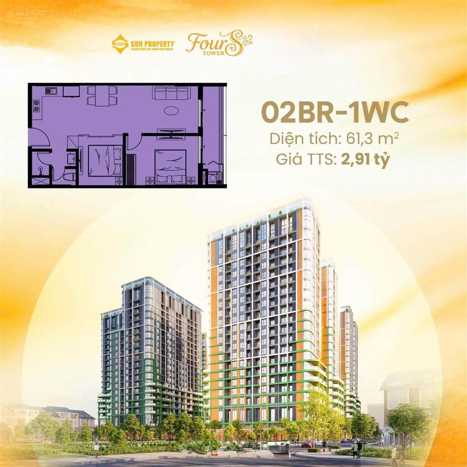 10 căn nổi bật giá từ 1ty6 căn hộ sun fours tower tòa f2 tổng chiết ck đến 16%, thanh toán 4 năm