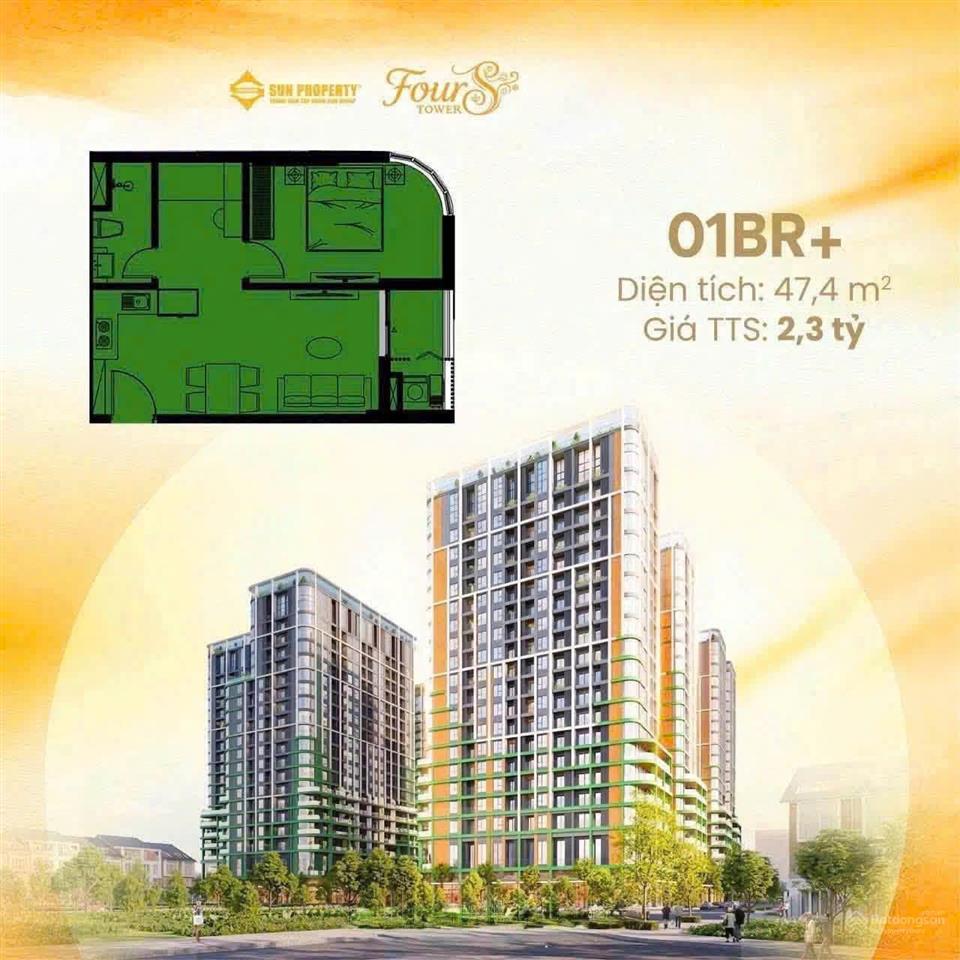 Nổi bật căn 06,07 hướng đông nam tầng 18 căn 1br+ toà f2 fours tower sở hữu lâu dài. tiến độ 42th