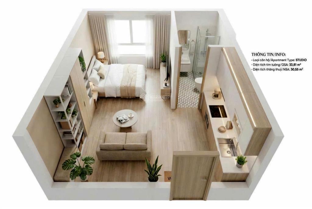 Chỉ 1ty590 sở hữu căn studio 30m2 tòa f2sun fours, còn 1 căn giá tốt giỏ hàng.  0396 678 ***