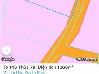 Bán đất tại xã hòa hội, huyện xuyên mộc, bà rịa vũng tàu, 8,6 tỷ, 1266 m2, giá ưu đãi