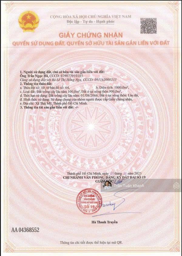 Bán đất tại xã thái mỹ, huyện củ chi, 17 tỷ, 1000m2, mặt tiền 22m, ngõ rộng 8m