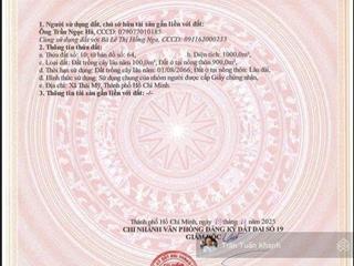 Bán đất tại xã thái mỹ, huyện củ chi, 17 tỷ, 1000m2, mặt tiền 22m, ngõ rộng 8m