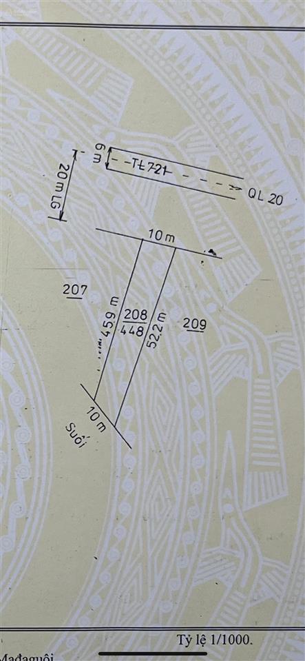 Chính chủ cần bán đất 10m x 44.8m, liền kề suối tự nhiên, mặt đường tỉnh lộ 721