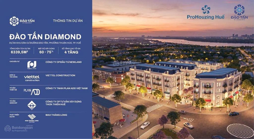 Shophouse mặt phố kinh doanh số 1 tại huế (đào tấn diamond city)  không ngập lụt