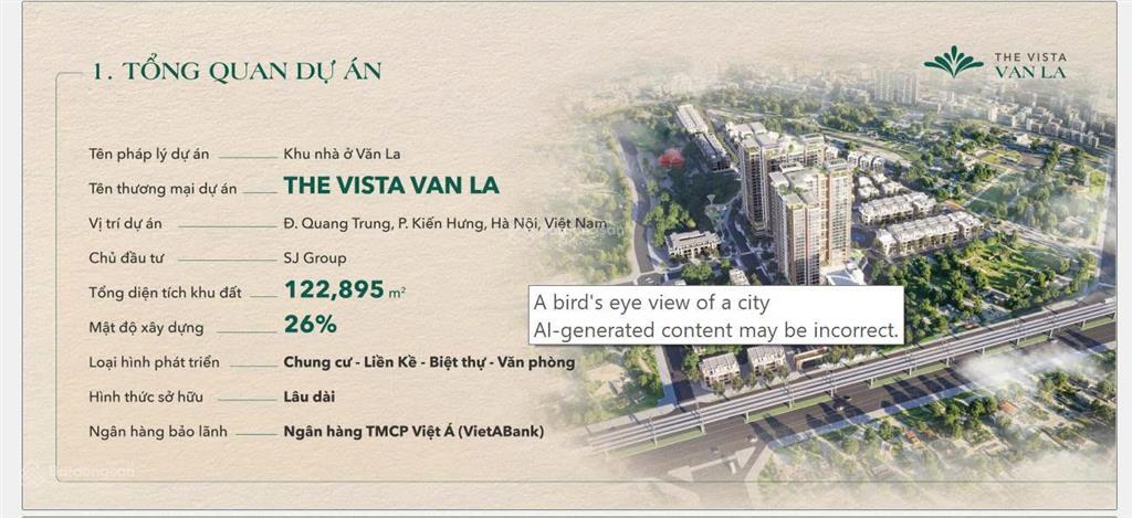 Chỉ 15% đã sở hữu ch cao cấp vista van la mặt đường nguyễn trãi kéo dài, cạnh metro cát linh  hđ