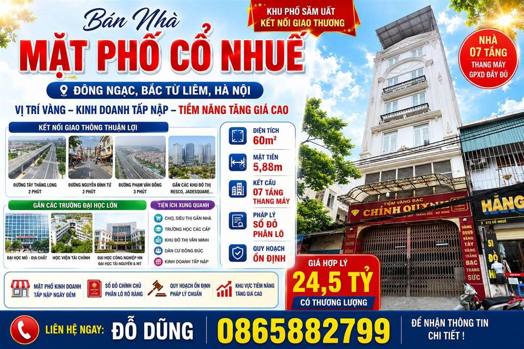 Siêu phẩm mặt phố cổ nhuế, 07 tầng thang máy, kinh doanh sầm uất, mặt tiền rộng, không quy hoạch...