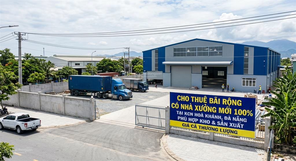 Cho thuê 1100m2 bãi có 440m2 nhà xưởng mới 100%, tại hòa khánh, giá 40 triệu