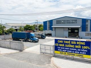 Cho thuê 1100m2 bãi có 440m2 nhà xưởng mới 100%, tại hòa khánh, giá 40 triệu