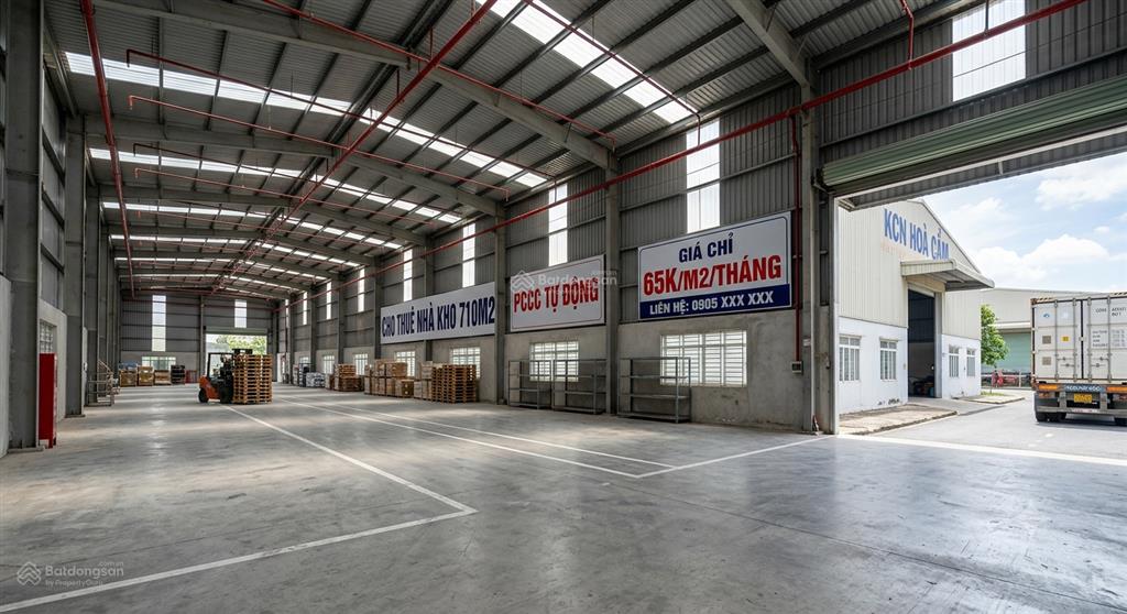 Cho thuê nhà kho 710m2 tại hoà cầm, pccc tự động, giá chỉ 65k/m2/th