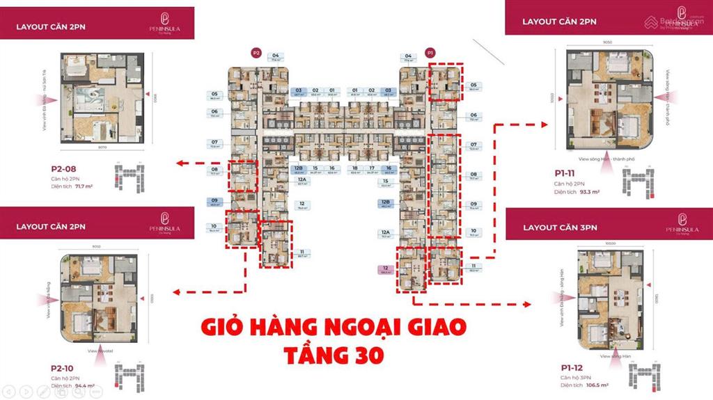 Nhượng lại căn trực diện sông hàn vip của tòa peninsula  tầng 30