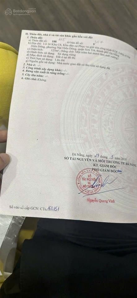 Chủ cần thanh khoản đất đường 10m5 khúc hạo, sơn trà, nại hiên đông