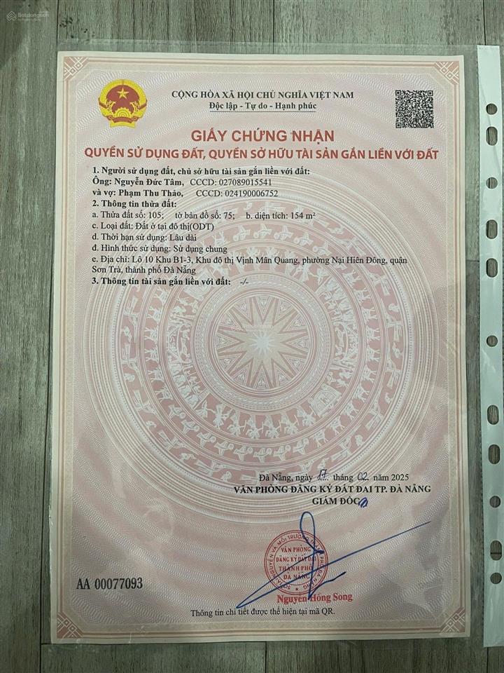 Chủ thanh khoản lô đất khu mega đường 10m5 khúc thừa dụ, sơn trà, nại hiên đông