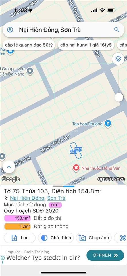 Chủ thanh khoản lô đất khu mega đường 10m5 khúc thừa dụ, sơn trà, nại hiên đông