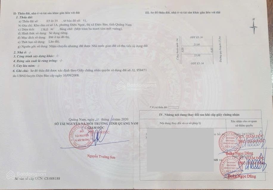 Bán đất khu 1a điện ngọc, gần fpt, trường việt mỹ, đại học phan châu trinh. dt 138m2, ngang 6m