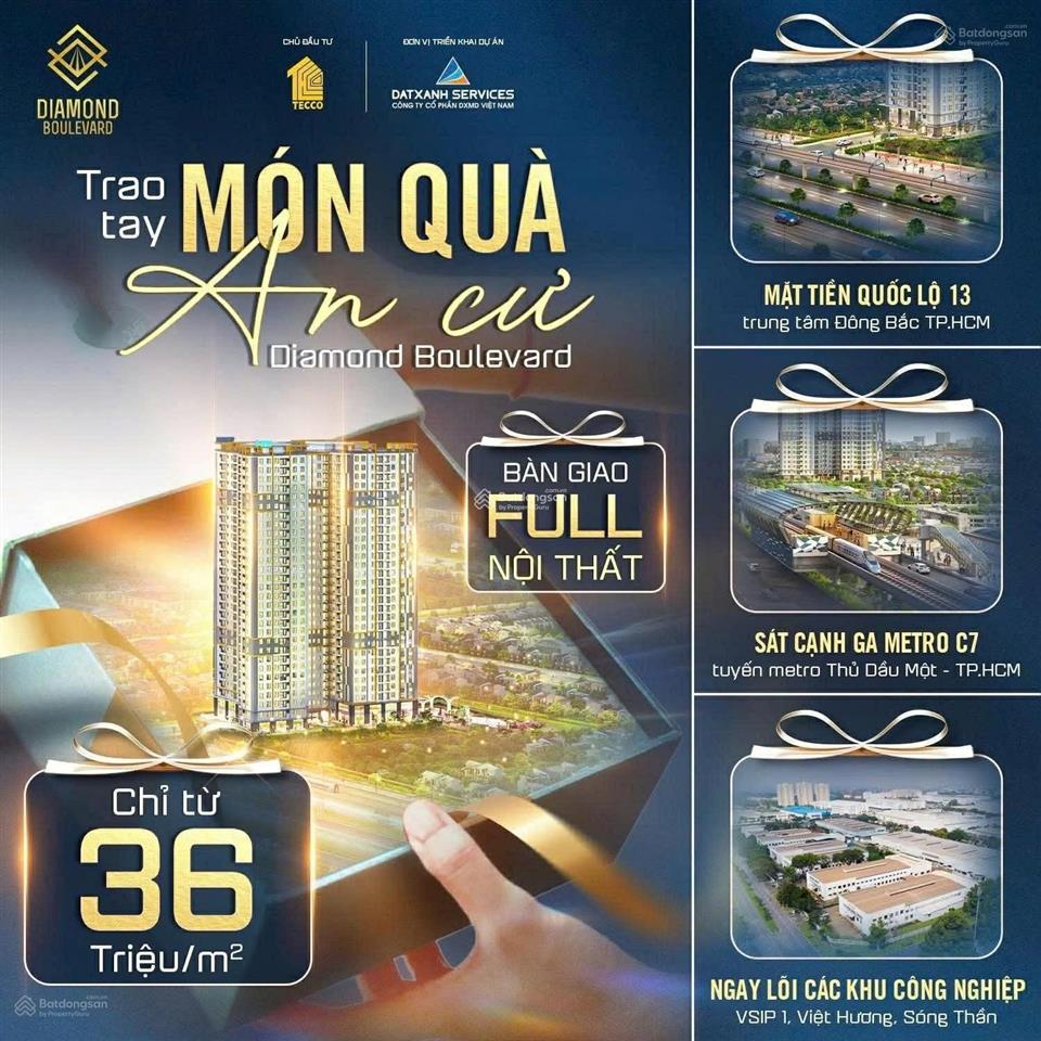 Căn hộ diamond boulevard mặt tiền ql13 đối diện aeon mall bình dương, đã bàn giao ở liền