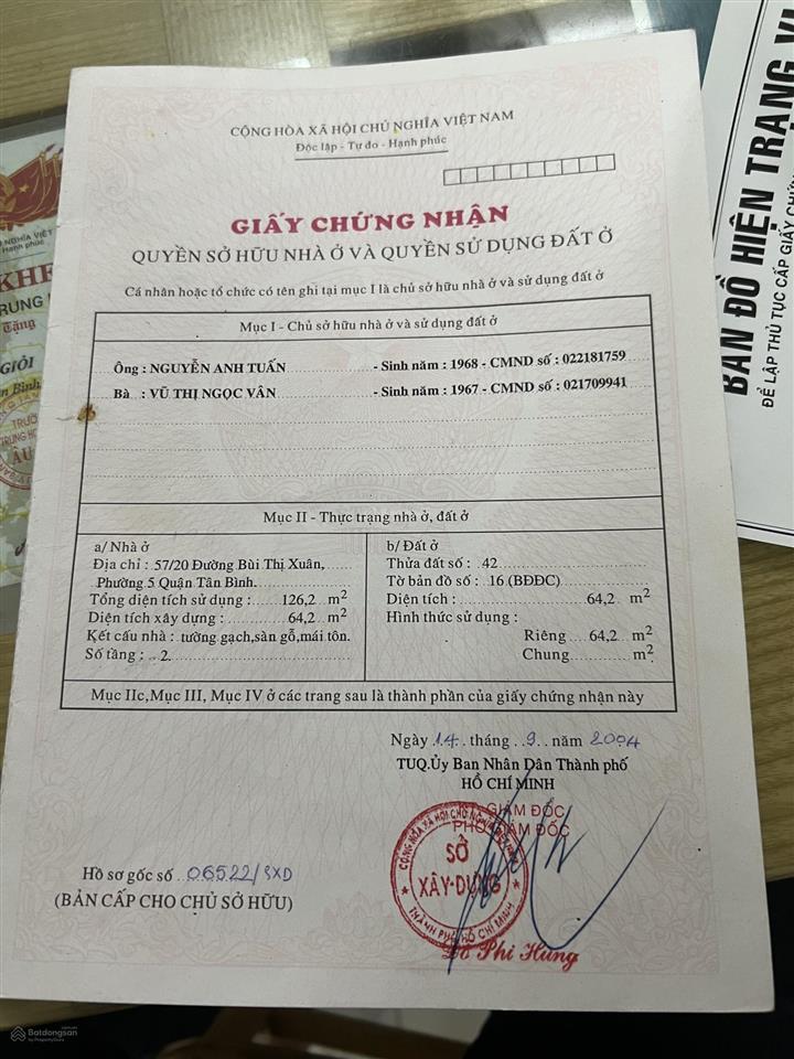 Bán nhà riêng 3pnbán nhà riêng 3pn, 3wc tại 1219/43 hoàng sa, 8,7 tỷ, 65m2, mặt tiền 4.3x 15