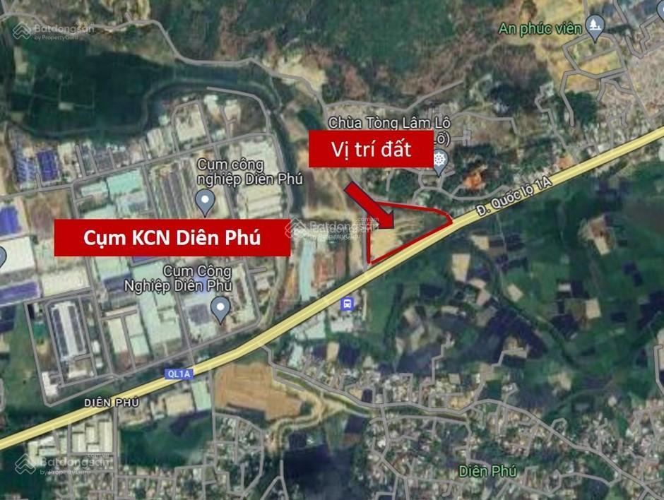 Đất sản xuất kinh doanh dt 25.000 m2  mặt tiền ql 1a  giáp cụm kcn diên phú.