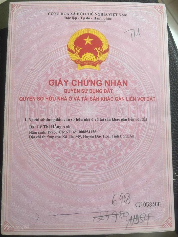 Giảm mạnh đất 541m2 thổ cư tân mỹ, đức hòa, long an (nay là hậu nghĩa, t tây ninh) | ngang 12m