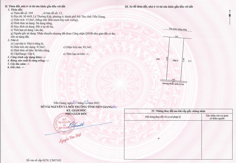 Bán nhà 1 trệt 1 lầu 4x12 46/8 phường 4 đường lý thường kiệt  tp mỹ tho  tiền giang