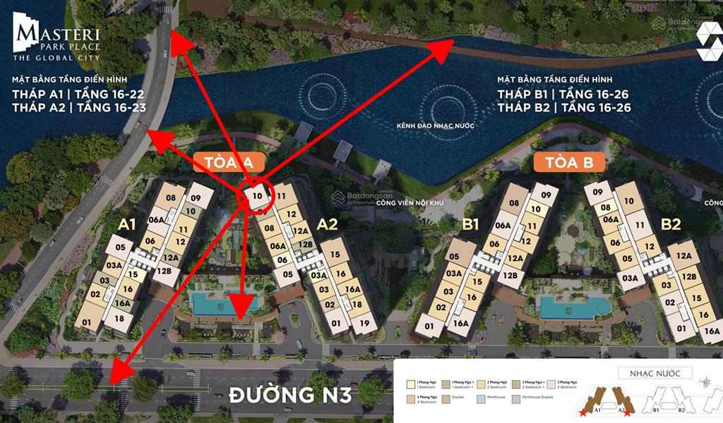 Hiếm ! 3pn trực diện nhạc nước view sông  bến du thuyền chỉ 12,1 tỉ chênh nhẹ masteri park place