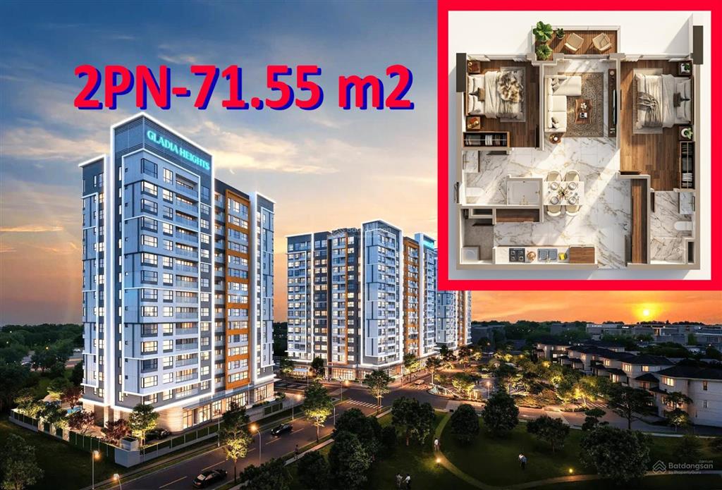 Chỉ 10% đến khi nhận nhà t12/2027 căn 2pn gladia heights keppel & khang điền view công viên hiếm