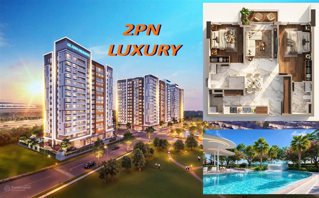 Quận 2  vốn 10% từ 650 triệu sở hữu căn 2pn hạng a gladia heights  bảo chứng keppel & khang điền