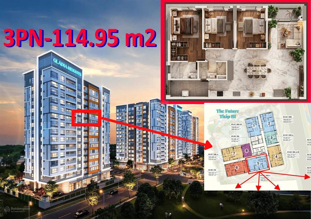 Gladia heights q2 3pn thượng lưu view sông +công viên duy nhất tháp b1 đặc quyền hoàn thiện luxury