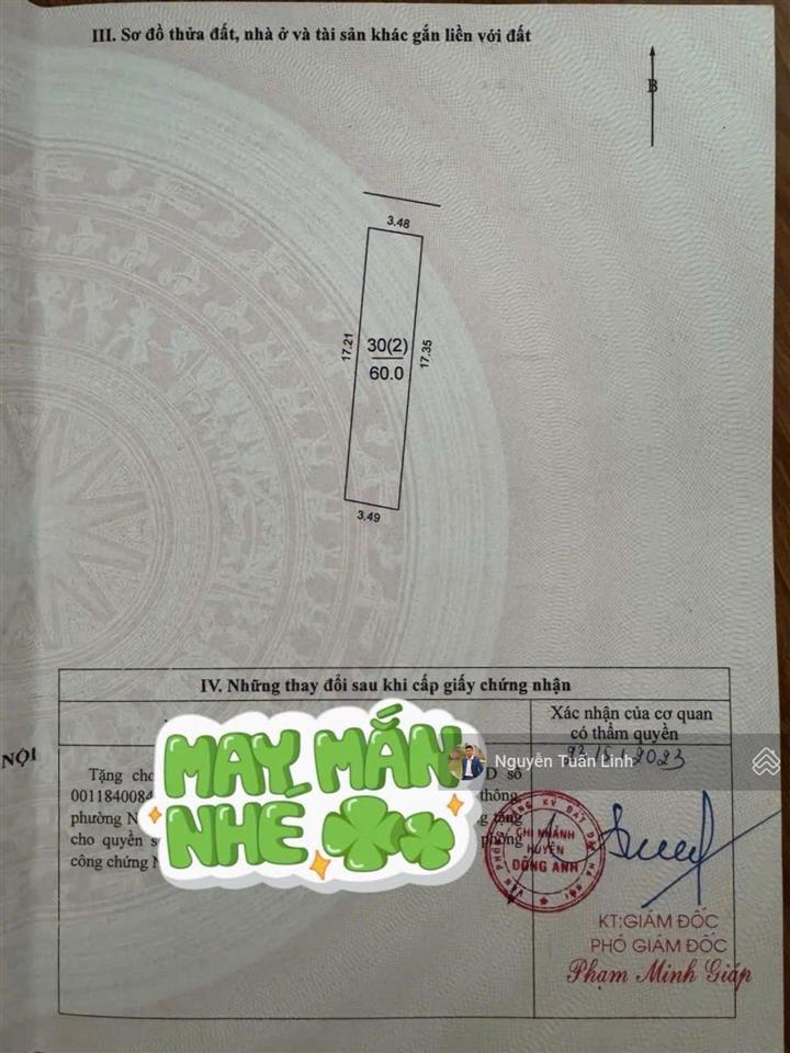 Bán 60m2 đất tiên hùng, nguyên khê  nhỏ tiền, ngõ thông ô tô 5 chỗ